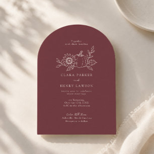 Convite de Casamento com Foto de Abóbora Burgundy 