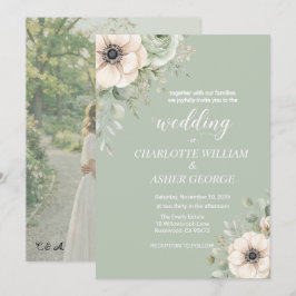 Convite de Casamento com Foto de Anêmona Floral em