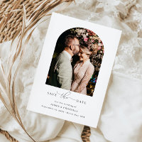 Convite de casamento com foto de arco minimalista