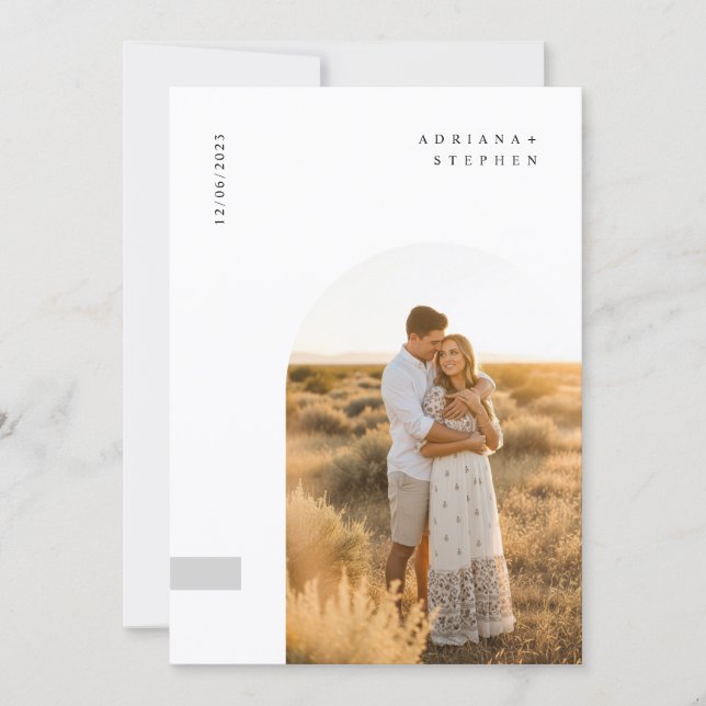 Convite de Casamento com Foto de Arco Simples e El (Frente)