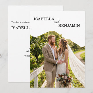 Convite de Casamento com Foto de Borda Ondulada Ún