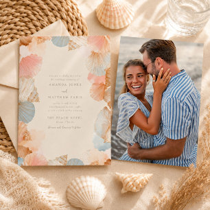 Convite de Casamento com Foto de Conchas Marinhas