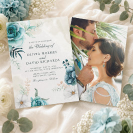 Convite de Casamento com Foto de Flor Silvestre Az
