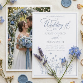 Convite de Casamento com Foto de Flor Silvestre Az