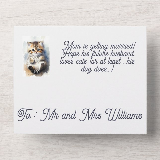 Convite de Casamento com Foto de Gato Engraçado (Frente )
