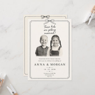 Convite de Casamento com Foto de Infância com Laço