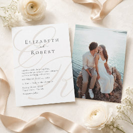 Convite de Casamento com Foto de Monograma Minimal