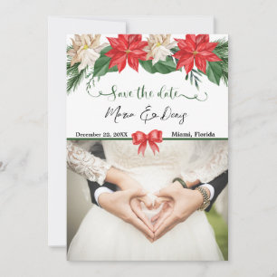 Convite de casamento com foto de Natal elegante pa