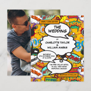 Convite de Casamento com Foto de Quadrinhos Divert