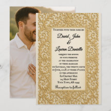 Convite de Casamento com Foto de Um Sonho Dourado