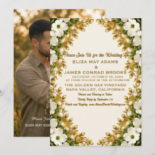 Convite de Casamento com Foto do Dogwood da Caroli