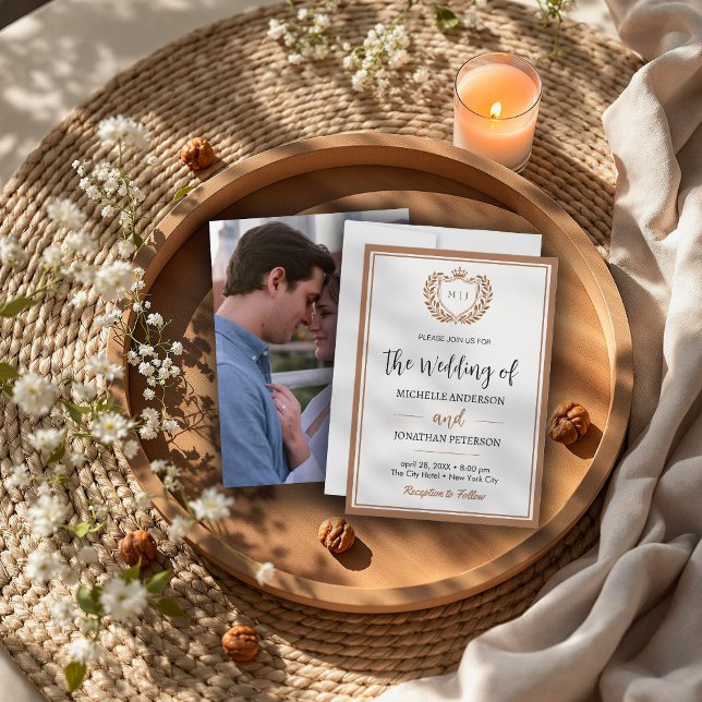 Convite de Casamento com Foto Dourado e Branco Min (Criador carregado)