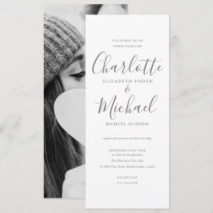 Convite de Casamento com Foto e Assinatura Moderna