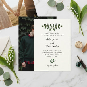Convite de Casamento com Foto e Borda de Hera Mini