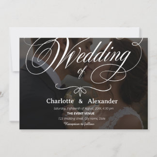 Convite de Casamento com Foto e Caligrafia Clássic