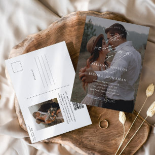 Convite de Casamento com Foto e Código QR Elegante