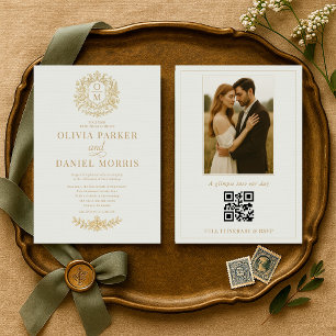 Convite de Casamento com Foto e Código QR Floral e