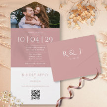 Convite de Casamento com Foto e Código QR Monogram