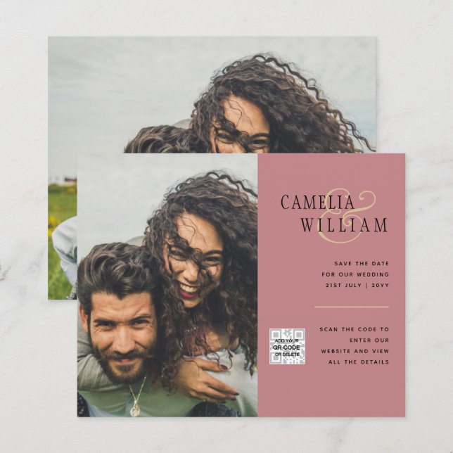 Convite de Casamento com Foto e Código QR para Eco (Frente/Verso)