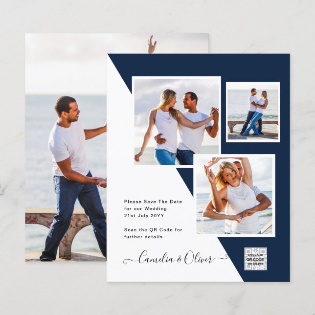 Convite de Casamento com Foto e Código QR para Eco (Frente/Verso)