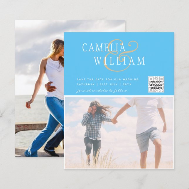 Convite de Casamento com Foto e Código QR para Sal (Frente/Verso)