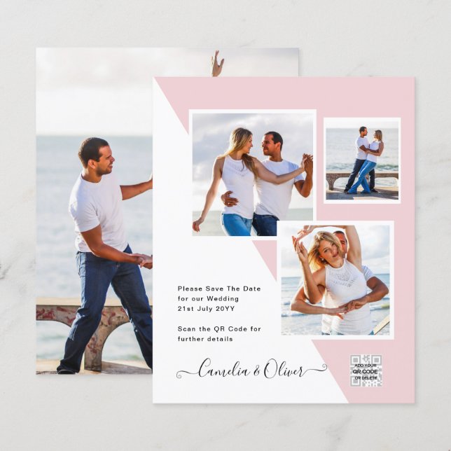 Convite de Casamento com Foto e Código QR para Sal (Frente/Verso)