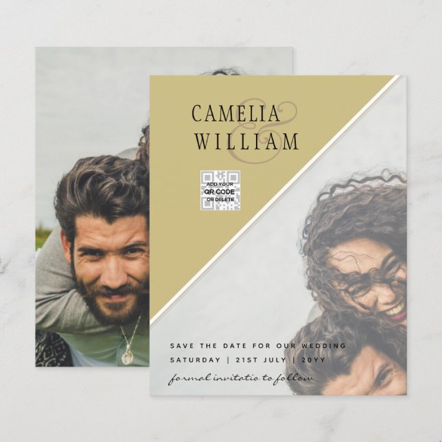 Convite de Casamento com Foto e Código QR para Sal (Frente/Verso)
