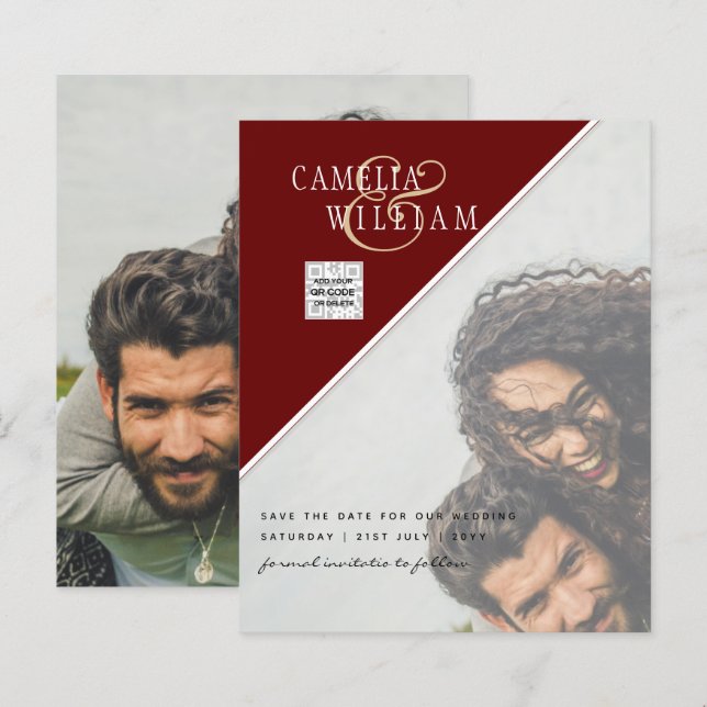 Convite de Casamento com Foto e Código QR para Sal (Frente/Verso)