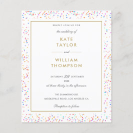 Convite de casamento com foto e confetes coloridos