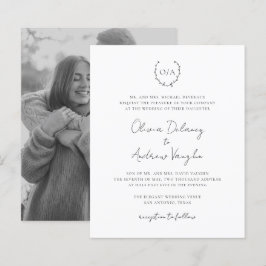 Convite de Casamento com Foto e Coroa de Monograma