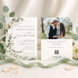 Convite de Casamento com Foto e Folhagem de Eucali