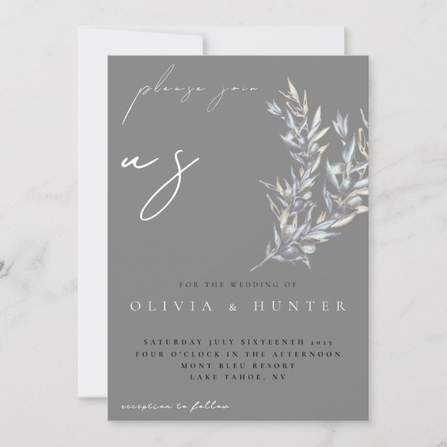 Convite de Casamento com Foto e Galho de Oliveira  (Frente)