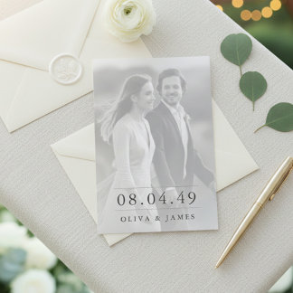 Convite de Casamento com Foto e Letra Moderna Clás