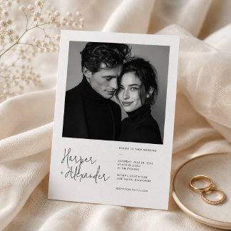 Convite de Casamento com Foto e Letra Moderna Mini