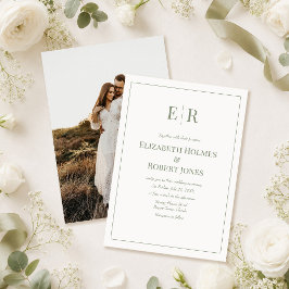 Convite de Casamento com Foto e Monograma Branco e