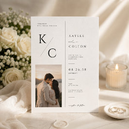 Convite de Casamento com Foto e Monograma Elegante