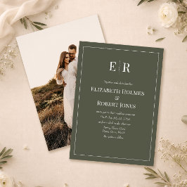 Convite de Casamento com Foto e Monograma em Oliva