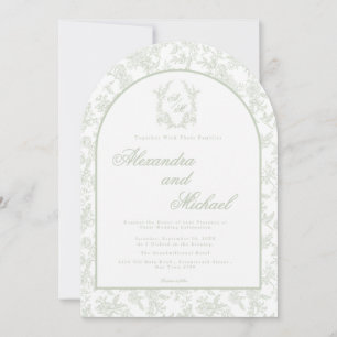Convite de Casamento com Foto e Monograma Floral e