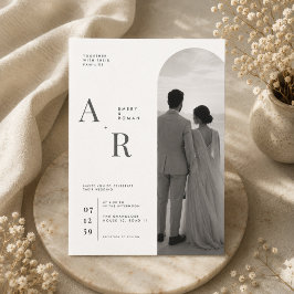 Convite de Casamento com Foto e Monograma Minimali