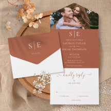 Convite de Casamento com Foto e Monograma Minimali
