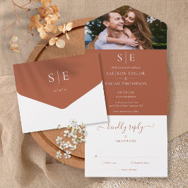 Convite de Casamento com Foto e Monograma Minimali