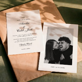 Convite de Casamento com Foto e Monograma Moderno