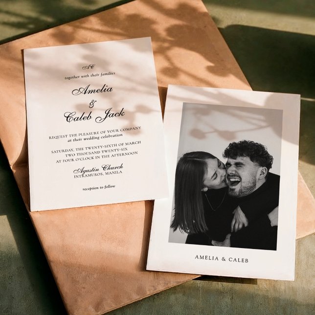 Convite de Casamento com Foto e Monograma Moderno (Criador carregado)