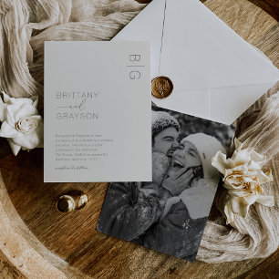 Convite de Casamento com Foto e Monograma Moderno