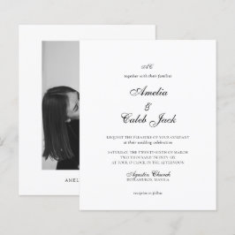 Convite de Casamento com Foto e Monograma Moderno
