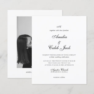 Convite de Casamento com Foto e Monograma Moderno