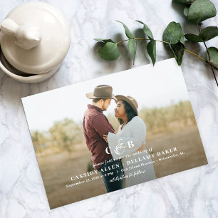 Convite de Casamento com Foto e Monograma Simplesm