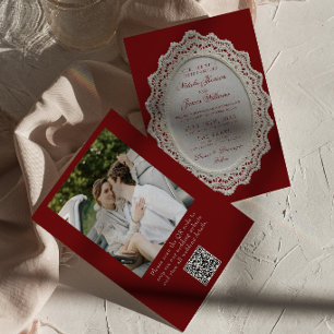 Convite de Casamento com Foto e QR Code de Renda B