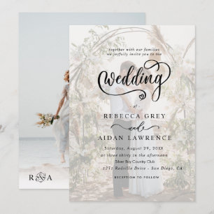 Convite de Casamento com Foto e Sobreposição Preto