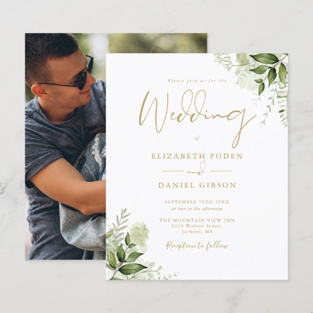 Convite de Casamento com Foto e Verdejante Orçamen (Frente/Verso)